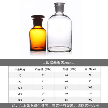 冰禹 BY-7010 试剂瓶 玻璃细口瓶 透明小口瓶 白色细口瓶 30ml