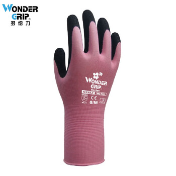 多给力（WonderGrip）薄款灵巧耐磨防滑丁腈浸胶手套 WG500G 粉色8#/M定做6双