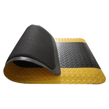 爱柯部落 双层耐磨型警示防滑地垫 PVC防滑垫 抗疲劳脚垫 黄黑色 13.5mm*150cm*90cm 可定制
