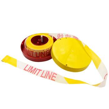 鸣固 盘式警示带50米 注意安全交通工程警戒线 工地施工安全警戒带 伸缩隔离带可反复使用可回收 50m*4cm盒装