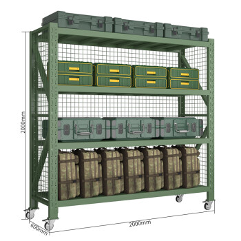 知旦移动仓储货架ZD8129物资架展示架带网带轮2000*600*2000mm承重300KG军绿色