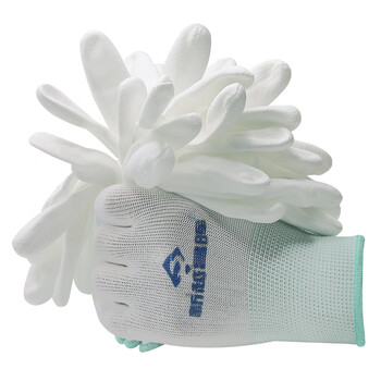 新越昌晖PU尼龙涂指手套 涂胶涂层劳保手套 耐磨防滑工地工作干活手套30副/M码 B11406