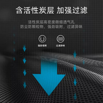 名典上品 活性炭口罩 四层防护 含熔喷层 透气防尘防飞沫 无纺布 黑色 独立包装 50只