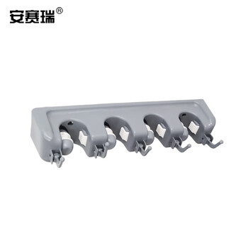安赛瑞 壁挂式拖把架 多功能扫把地拖夹 扫帚挂钩卫生间置物架卫浴挂件4挂5钩 24465
