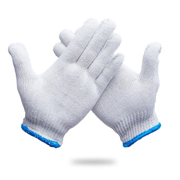 者也（ZYE）劳保棉线手套 耐磨棉纱手套 搬运维修工地装卸防滑防护手套 普通棉线GYZ420蓝边 1双
