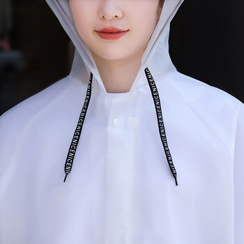 者也（ZYE）EVA长款带帽雨衣 半透明磨砂户外旅行非一次性雨披 暴雨款双帽檐（蓝色）
