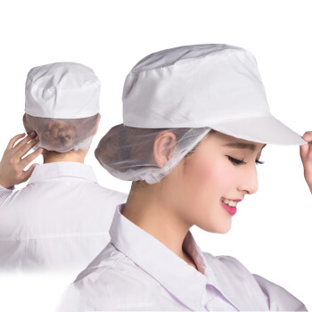 者也 5顶白色餐厅食品厂工作帽子加工车间卫生帽防尘帽包头发可调节网帽子厨师帽透气