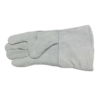 汉盾（HANDUN) HD-DR2023-1 浅灰色掌布内衬耐磨耐高温牛皮耐用电焊手套 1付