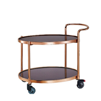 南 C-90E 酒水车 玫瑰金 两层酒水服务车 大堂茶水饮料车 酒店餐车推车置物架 不锈钢甜品车送餐车