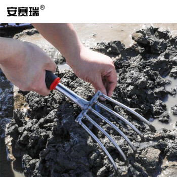 安赛瑞 不锈钢五齿耙 耙子挖蛏子海蛎子钩拾贝壳不锈钢五齿耙 长约30cm 530908
