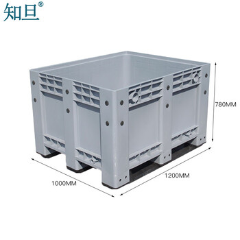 知旦 封闭款卡板箱 外径1200*1000*780mm物料收纳箱库房搬运箱602001 灰色