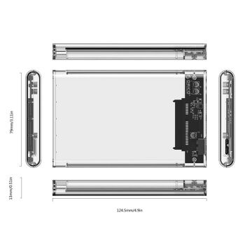 奥睿科(ORICO)移动硬盘盒2.5英寸USB3.0 SATA串口笔记本电脑外置壳固态机械ssd硬盘盒子 全透明2139U3