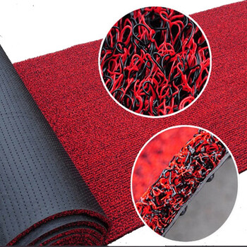 雅的 钉底pvc丝圈塑料地垫防滑入户进门脚踏垫门口门垫 黑红色 14MM厚 60*75CM 单位：个