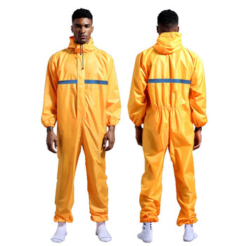 者也 多功能连体防护服防尘服带帽连体防雨劳保工作服 绿色【带反光】190/4XL