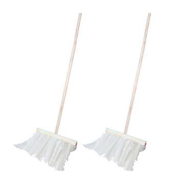 亿丽佳木杆墩布排拖老式尘推平头地板水尘拖宽头水泥地面地拖棉线吸水棉布拖（50cm无纺布）10把一组