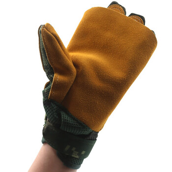 雅恪尚 滑降手套户外皮质索降手套全指速降手套 登山攀岩装备