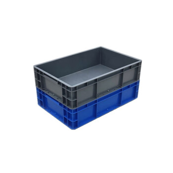 鸣固   EU塑料箱 加厚汽配可堆式周转箱储物箱零件箱 物流整理全新料800*600*280无盖蓝色周转箱