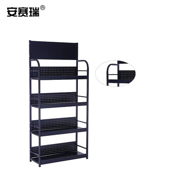 安赛瑞 轻型小货架 机油配件展示架 超市便利店置物架展销架金属货架 黑色 四层 28387