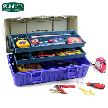 老A LAOA 多功能三层塑料工具箱维修五金工具箱子零件收纳箱储存箱LA109517 17英寸量大企业定制