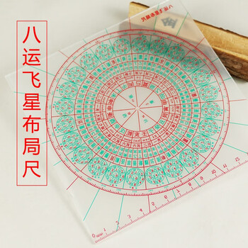 李居明八九运玄空飞星布局尺透明罗盘立极尺高精度综合盘二十四山八运