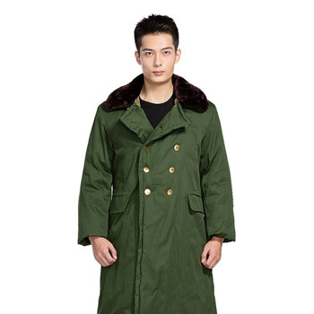 者也 防寒服 冬季长款加厚毛绒男女大衣劳保棉袄保安军绿棉大衣