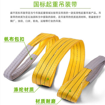 链工国标起重扁平吊装带拖车吊绳吊具扁平工业带双扣行车吊绳吊车布带2T吨3米