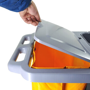 益美得 多功能清洁手推车商场物业工具车酒店宾馆客房服务车保洁车 蓝色带盖