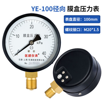 匡建仪表（CONJANT）YE-100 膜盒压力表天然气燃气微压表 0-40kpa