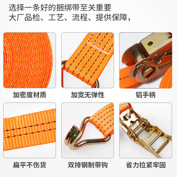 保拉(Paola) 货车紧绳器10米 卡车货物捆绑带收拉紧器捆绑器 车用加宽加厚绷带收紧带货车用的绳子带钩7085