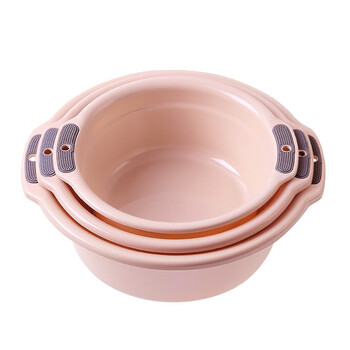 兰诗（LAUTEE）FH-1030 塑料洗脸盆加厚大小号挂孔清洗盆 粉色中号