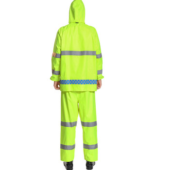 通达雨 反光雨衣交通路政救援工作服套装 荧光绿夜晚骑行衣防水外套 TDY-004 L