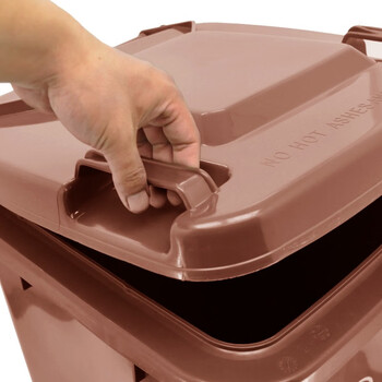 益美得 上海款干湿分离分类垃圾桶大号环卫带轮垃圾箱 100L棕色（湿垃圾）