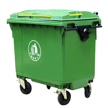 者也 1100L塑料垃圾清运车 大型大容量垃圾桶 户外小区物业手推移动垃圾箱 保洁环卫垃圾车有盖绿色定制