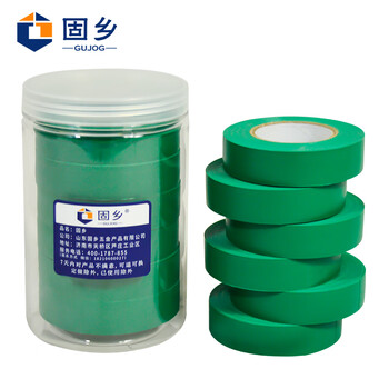 固乡6卷防潮桶装18米电工胶布绝缘胶带6色电气胶带阻燃白黑红兰黄色【绿色 6卷桶装】