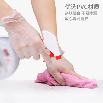 爱马斯（AMMEX） GPX3KRT一次性手套白色PVC手套洗碗检查透明无粉光面定做 M码1盒100只