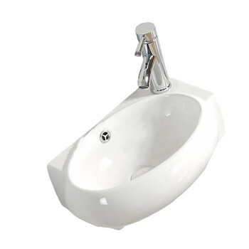 立新求精 挂墙式洗手盆陶瓷面盆洗漱盆42cm右白盆+螺丝（定制）