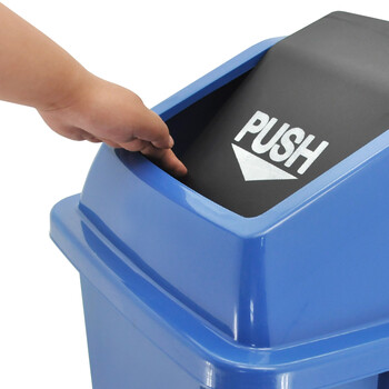 兰诗（LAUTEE）XDL-60B 新国标分类摇盖方形垃圾桶 物业环卫垃圾桶 60L蓝色-可回收物
