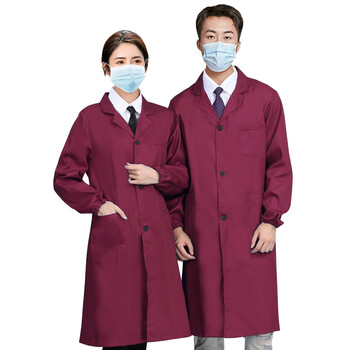 者也 工作服大褂工装劳保服搬运防尘服实验室大褂加厚涤棉蓝大褂 工厂罩衣 枣红