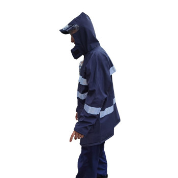 大杨023深蓝色反光雨衣雨裤套装 XXXL码 铁路调车用防汛防护服透气安全警示服 定制