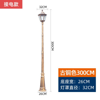 铭青 LED户外防水庭院灯花园草坪灯公园灯头照明 220V市电款 3m黑色（配20wled球泡）