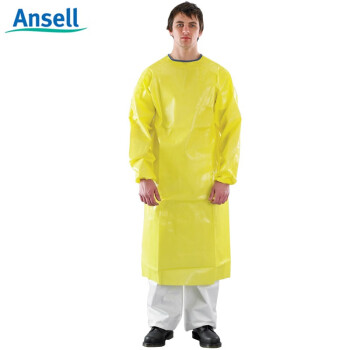 安思尔ANSELL Microgard 3000黄色带袖耐酸碱防化围裙 实验室化学防护 定做 L# 1件