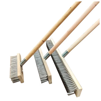 强卫士 QIANGWEISHI 地板刷 养殖场清洗不锈钢丝地面硬毛洗地刷 27cm硬塑料丝地板刷（带木柄1.2米）3个起售