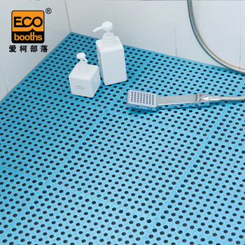 爱柯部落 浴室防滑垫 自由拼接疏水地垫脚垫30×30cm（10片）酒店卫生间淋浴房镂空隔水门垫碧波蓝定制110037
