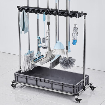 兰诗 WY3021 可移动拖把架墩布架挂架复合管不锈钢架子 20挂位24钩