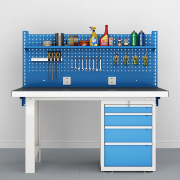 金兽工作台GC2905工具桌打包台四抽柜带挂板棚板1.8米不锈钢台面