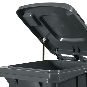 益美得 脚踏户外垃圾桶大号商用环卫垃圾箱果皮桶街道小区街道带轮 240L灰色