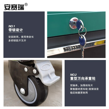安赛瑞 汽修工具车 重型工具柜推车 移动抽屉式五金维修设备 2抽柜黑色 200223