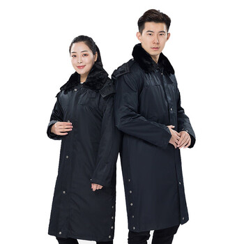者也 保安大衣加厚保安服大衣冬装棉衣加长反光多功能防寒服工作服物业保安棉服 加长款（反光） 175码