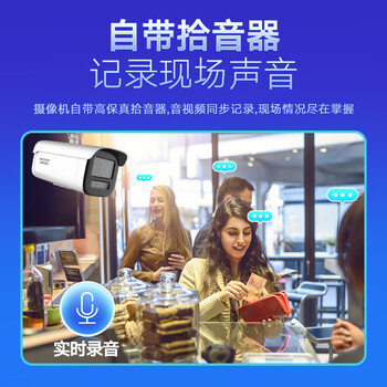 HIKVISION海康威视监控器摄像头400万2K高清星光夜视室内室外摄像机可拾音网线供电手机远程3T46WDV3-I36mm