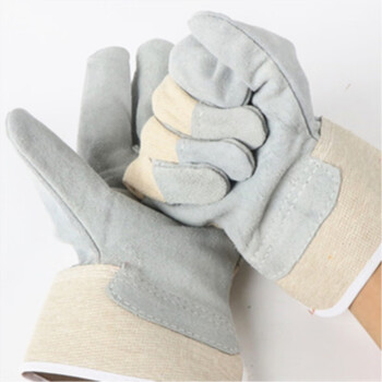 铂翔（BOXIANG）花皮手套 牛皮 透气 防油 防滑 耐磨 浅蓝色